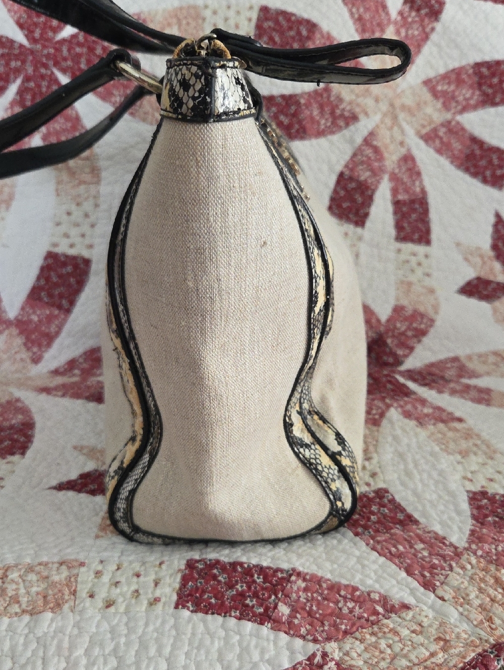 Versace Jeans Collection Beige Denim Shoulder bag with Black Snake-Trim - Picture 7 of 13